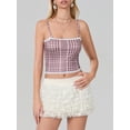 thumbnail image 4 of Raccmtaty Women's Plaid Crop Cami Tops Sleeveless Tiny Bow Front Camisole Lace Trim Tank Tops, 4 of 7