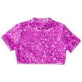 thumbnail image 6 of TiaoBug Kids Girls Shiny Sequined Crop Top Club Party Disco Shirt Jazz Hip-hop Dance Costume Hot Pink 16, 6 of 7