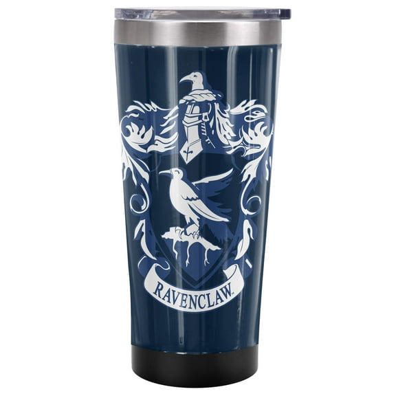 Harry Potter Official Ravenclaw Crest Logo 20 oz Travel Tumbler, Stainless Steel, Vacuum Insulated with Leak Resistant Slide-Lock Lid