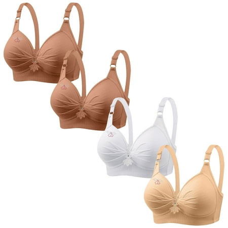 Lisbinx Nursing Bras 34PC Woman s Printing Gathered Together Large Size Daily Bra Underwear No Rims Seasonal Discounts
