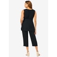 thumbnail image 2 of Jessica London Women's Plus Size Two Piece Sleeveless Tunic Top Capri Pants Linen Blend Set, 2 of 6