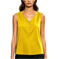 thumbnail image 4 of cocolona Summer Tank Tops for Women V Neck Sleeveless Button Shirts Casual Trendy Solid Color Blouses, 4 of 6