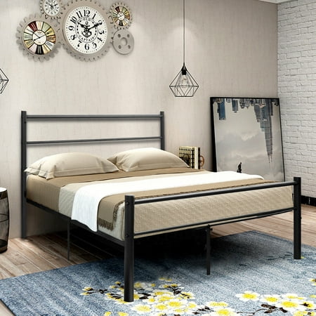 metal bed frame headboard platform costway legs furniture overstock