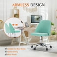 thumbnail image 4 of Armless Home Office Desk Chair with Wheels, Mid Back Fabric Upholstered Chair, Adjustable Swivel Task Computer Chair for Bedroom, Vanity and Small Spaces, Green, 4 of 8