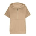 thumbnail image 4 of cfhntfmh Women Oversized Half Zip Hoodies Short Sleeve Casual Sweatshirts Pullover Tops with Pocket, 4 of 5