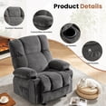 thumbnail image 4 of JMYMRY Rocker Recliner Chair with Vibration Massage and Heating, Cup Holders and Side Pockets, Adjustable Lounge Chair for Living Room, Grey, 4 of 8