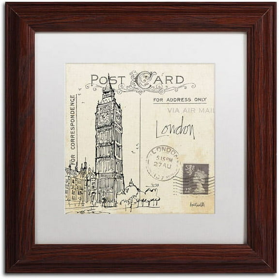 Trademark Fine Art "Postcard Sketches II" Canvas Art by Anne Tavoletti, White Matte, Wood Frame