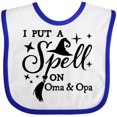 thumbnail image 3 of Inktastic I Put a Spell on Oma and Opa Witch Hat and Broom Boys or Girls Baby Bib, 3 of 4