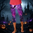 thumbnail image 4 of Stamzod Womens Capris for Halloween High Waisted Print Stretchy Capri Leggings Plus Size Fashion Cropped Yoga Pants, 4 of 8