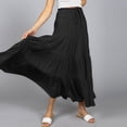 thumbnail image 6 of Womens Maxi Skirts Boho Summer Casuel Flowy Flared Elastic High Waist Pleated A-Line Solid Color Swing Long Skirts, 6 of 10