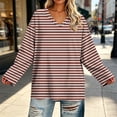 thumbnail image 6 of RongHuan Striped Shirt Womens Plus Size V Neck T-Shirt Loose Fit Long Sleeve Tops Casual Blouses Daily Wear, 6 of 7
