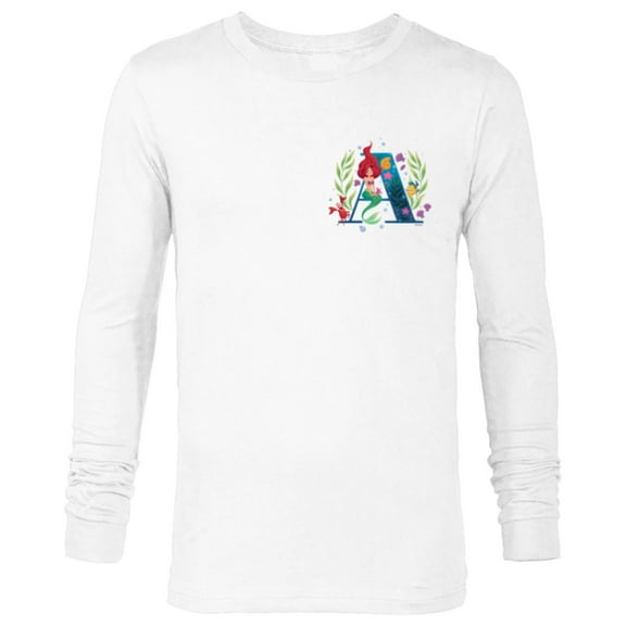 Disney Princess Alphabet Monogram Mermaid Letter A for Ariel - Long Sleeve T-Shirt for Men - Customized-White