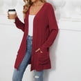 thumbnail image 5 of zaveiop Womens Oversized Open Front Cardigans Sweater Ribbed Knit Cardigan Sweater Thin Outerwear Coats with Pockets (Z-Wine, L), 5 of 7