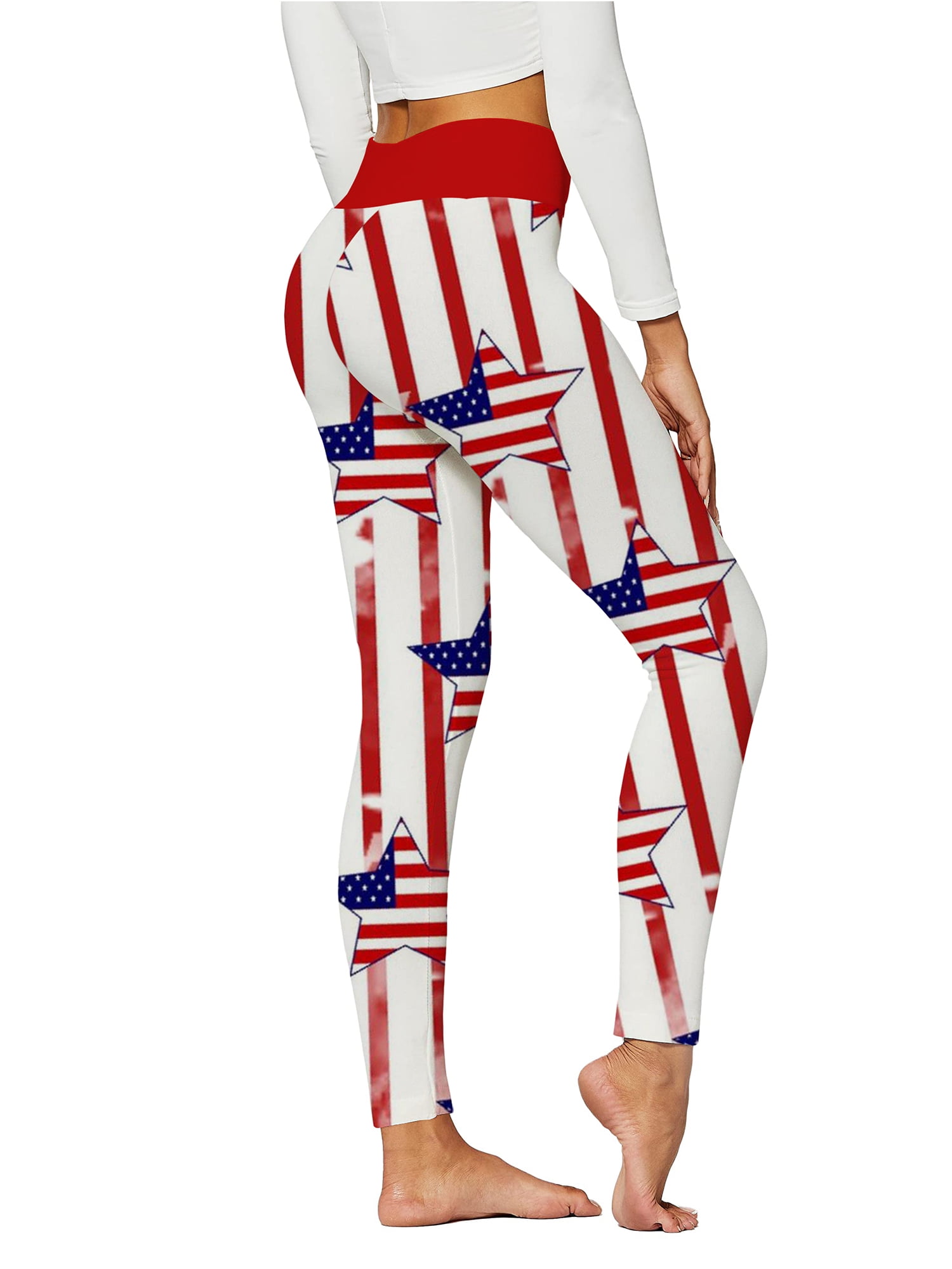 FOCUSNORM American Flag Leggings for Women 4th of July Leggings Stars And  Stripes Patriotic Pants American Flag Workout Yoga Pants 