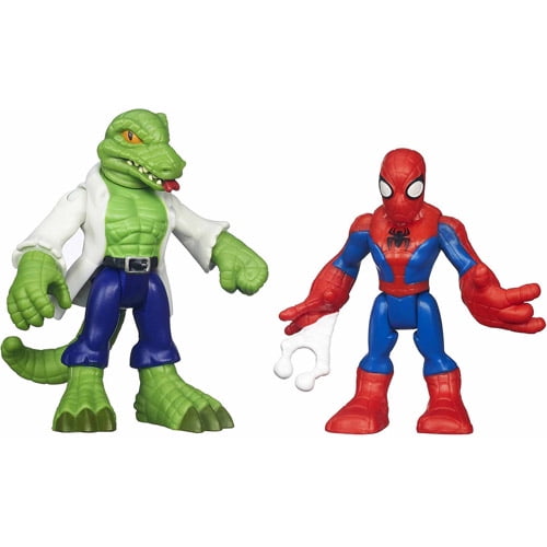 2X Playskool Marvel Super Hero Adventures Lizard & Spider-Man w/ Web Capture Toy 