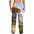 thumbnail image 3 of Picia Cute Mushroom Town Mens Soft Woven Cotton Elastic Waistband Sleep Pajama Pant Lounge Sleep Pant With Pockets And Drawstring-Small, 3 of 9