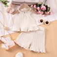 thumbnail image 2 of Short Sleeveless Top and Short Pants Set for Kids, Polyester Spandex Blend, Round Neck, Elastic Waist, Ruffle Hem, Solid Color, for Boys and Girls, 2 of 9