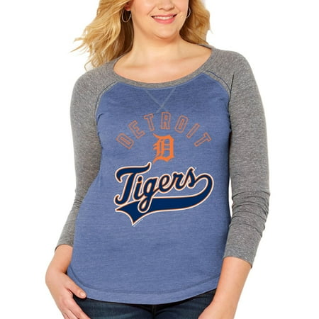 Detroit Tigers Soft As A Grape Women's Plus Size Ballpark Baseball Long Sleeve T-Shirt -