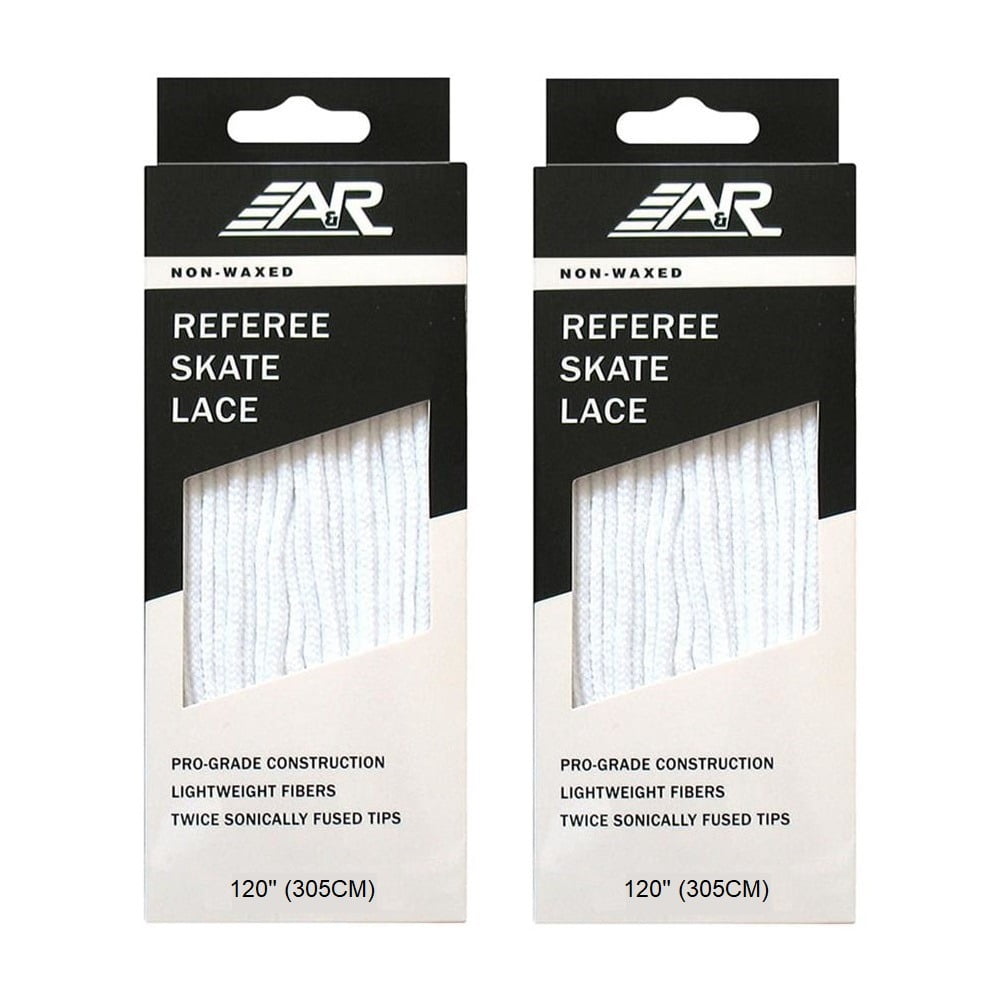 24 New A/&R Dozen Pair Hockey Referee Official White Waxless Skate Laces 96-120