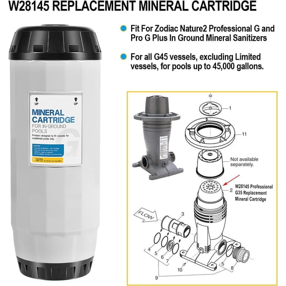 W28145 Pool Filter Mineral Cartridge Replacement Parts Fit for Nature2 All G45 Vessels