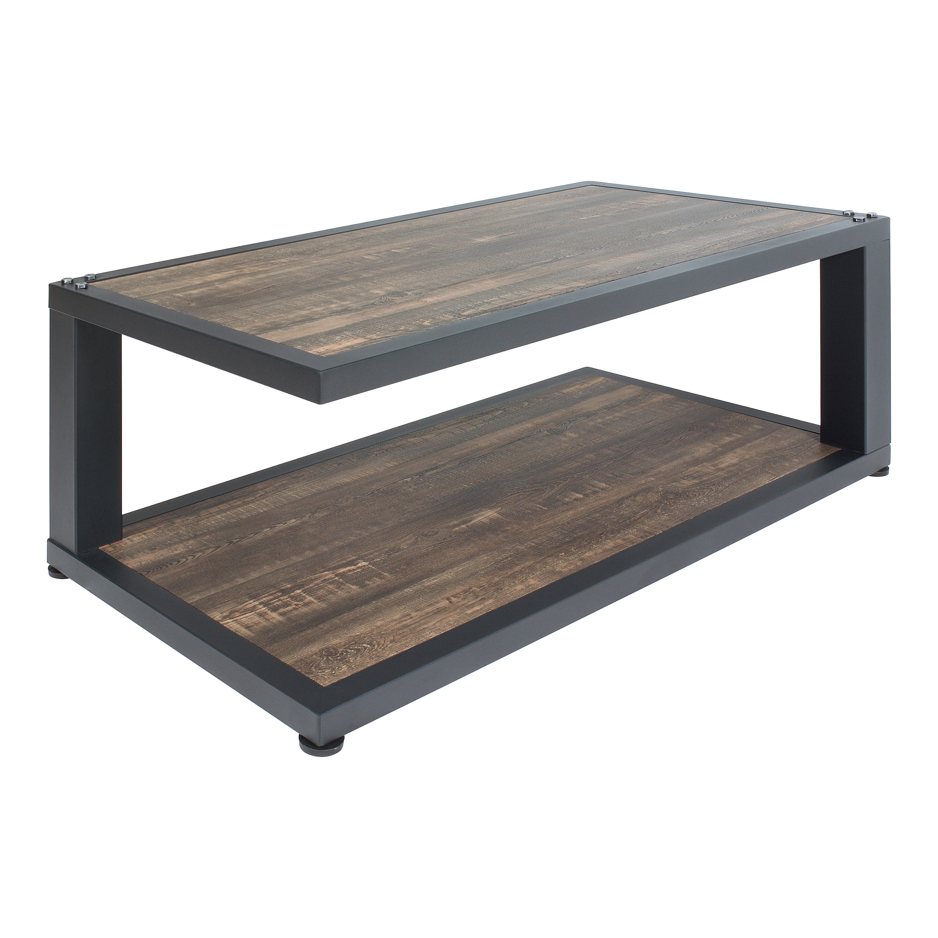 Furniture of America Elto 1-Shelf Metal Sand Black and Dark Walnut Coffee Table