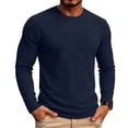 thumbnail image 2 of Admvng Mens Tops Solid Long Sleeve Shirts Breathable Casual Everyday Sports Pullover Tops, 2 of 7
