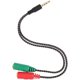 thumbnail image 5 of 1 pieza Adaptador de cable divisor de auriculares 2 en 1 4 polos 3.5 mm Auriculares de audio a 2 conectores hembra Cable de audio de 3 polos para auriculares PC, 5 of 5