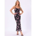 thumbnail image 3 of DARING DIVA Floral Maxi Spaghetti Strap Bodycon Dress M Black, 3 of 6