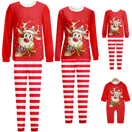 

Family Matching Christmas Pajamas Christmas Printed Baby-Kids-Adult-Pet Size 2-Piece Top and Pants Bodysuits Pajamas Set