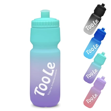 TooLe Bike Squeeze Water Bottle w/Pull Top Lid, Leakproof, BPA Free, Easy Squeeze Reusable Water Bottles for Fitness, Cycling, Running, Hiking, School, Fresh Color 24 Oz (1 Pack) C27