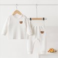 thumbnail image 2 of TOWED22 Toddler Boys Girls Pajamas 2 Pieces Long Sleeve Top and Pants Set Cotton Print Pjs Sleepwear Jammies Fall Winter 3 6 9 12 18 24 Months 2 3 4 5 6 7 8 9 Years(White,6-9 M), 2 of 6