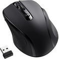 thumbnail image 1 of Ratón inalámbrico negro, ratón inalámbrico de 2400 DPI con 6 botones, ratón inalámbrico USB ergonómico de 2,4 G, duración de la batería de 15 meses para ordenador portátil, PC, Mac, Chromebook, MacBook Rojo Verde, 1 of 4