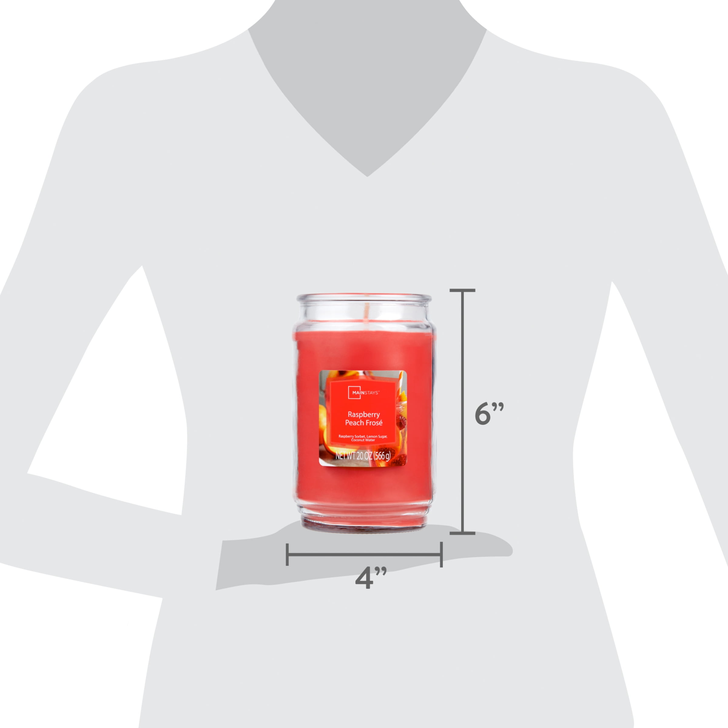 Mainstays Single-Wick Scented Glass Jar Candle, Raspberry Peach Fros, 20oz.