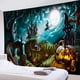 thumbnail image 3 of Tapiz de cementerio de calabaza de Halloween, decoración de pared de calabaza de terror, tapiz de bruja en escoba, carrera hacia la luna, arte de pared de castillo de cielo nocturno para dormitorio, hogar, decoración de Halloween 200x150 brillar  Electrónica, 3 of 5