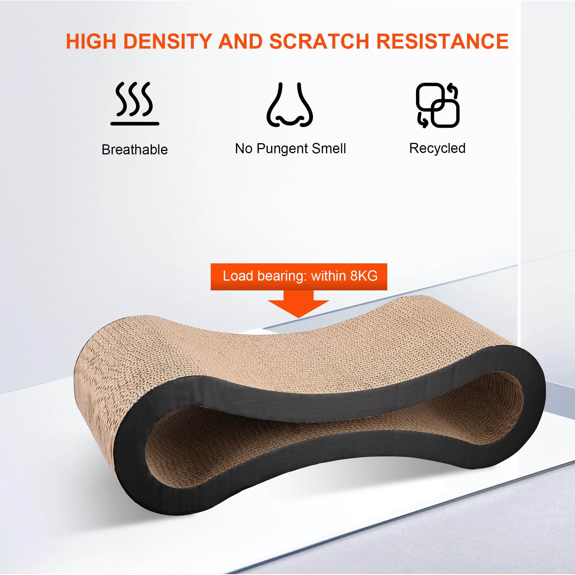 22 Inch Cat Scratcher Lounge Corrugated Ergonomic Cardboard Lounge Scratch Post Angled Cardboard Protector for Furniture Couch Floor Walnut Brown Walmart