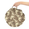thumbnail image 2 of Floral Round Floor Cushion with Handle, Flowers on a Background of Big or Smaller Circles, Decorative Pillow for Living Room & Dorms, 18" Round, Pastel Yellow Cocoa, by Ambesonne, 2 of 4
