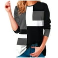 thumbnail image 2 of Meichang Chemises à Manches Longues pour Femmes Hauts Décontractés à Blocs de Couleur Pull Col Rond Confortable Chemisiers Graphiques Géométriques Élégants, 2 of 5