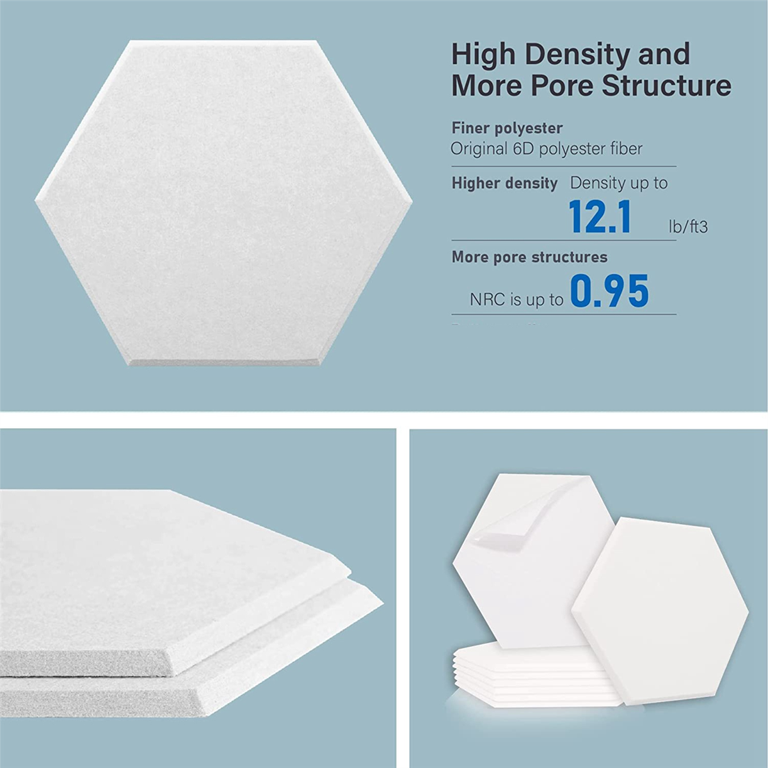 8 Pack -panneau acoustique hexagonal adhésif, panneau d'absorption