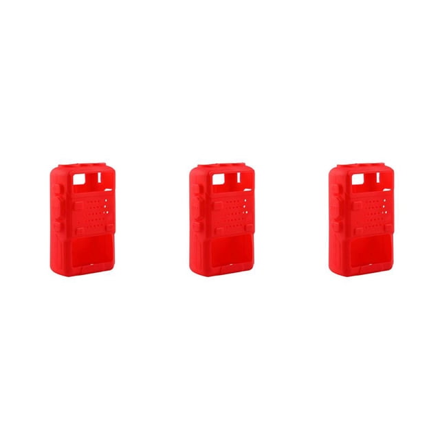 Wisewang Étui de Protection en Silicone pour Talkie-Walkie, Pochette de Protection Radio Portable Rouge 3Ensemble