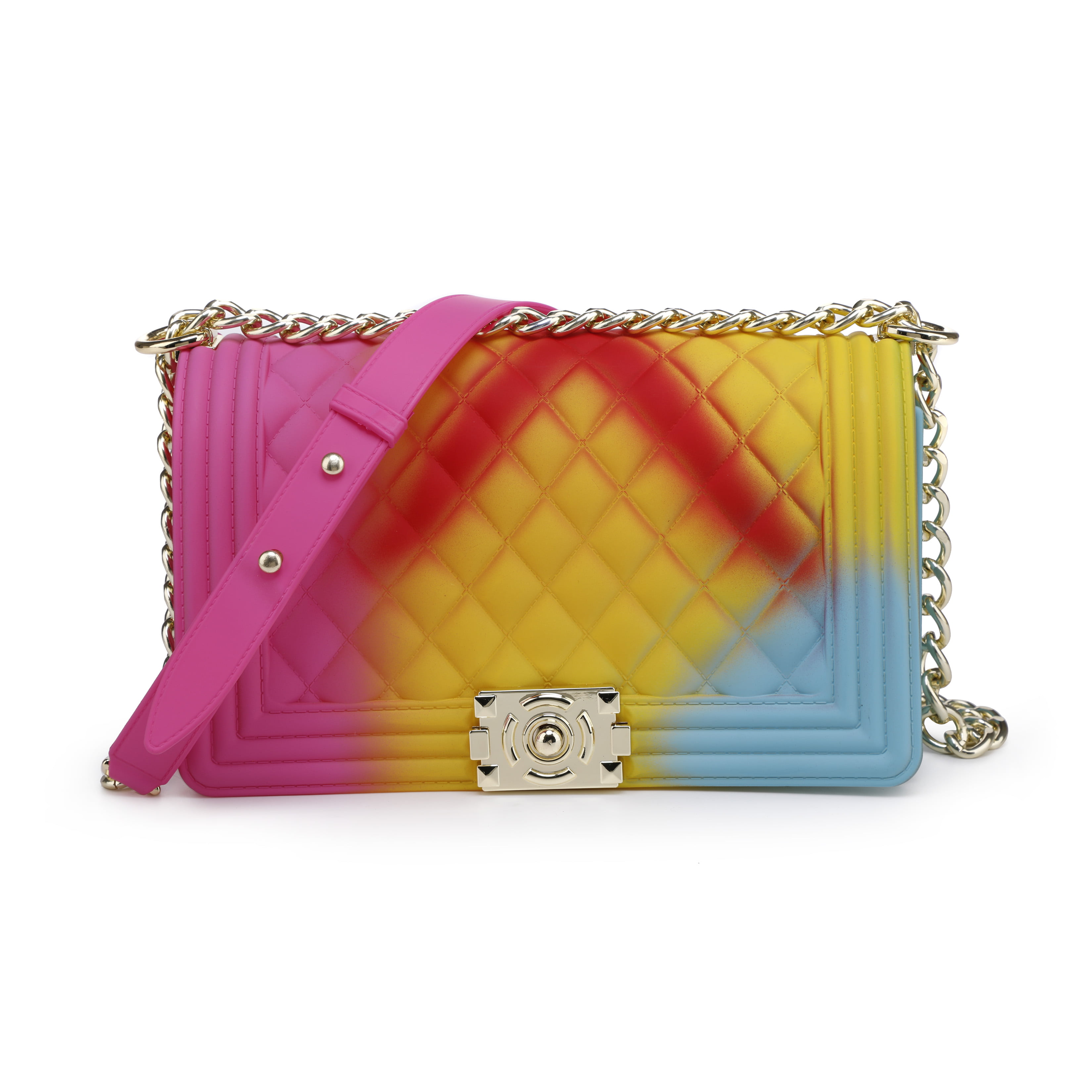Poppy Quilted Flap Multi Color Jelly Candy Crossbody Bag with Chain ...
