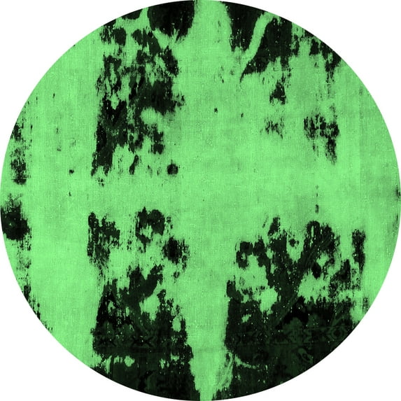 Ahgly Company Indoor Round Abstract Emerald Green Modern Area Rugs, 6' Round