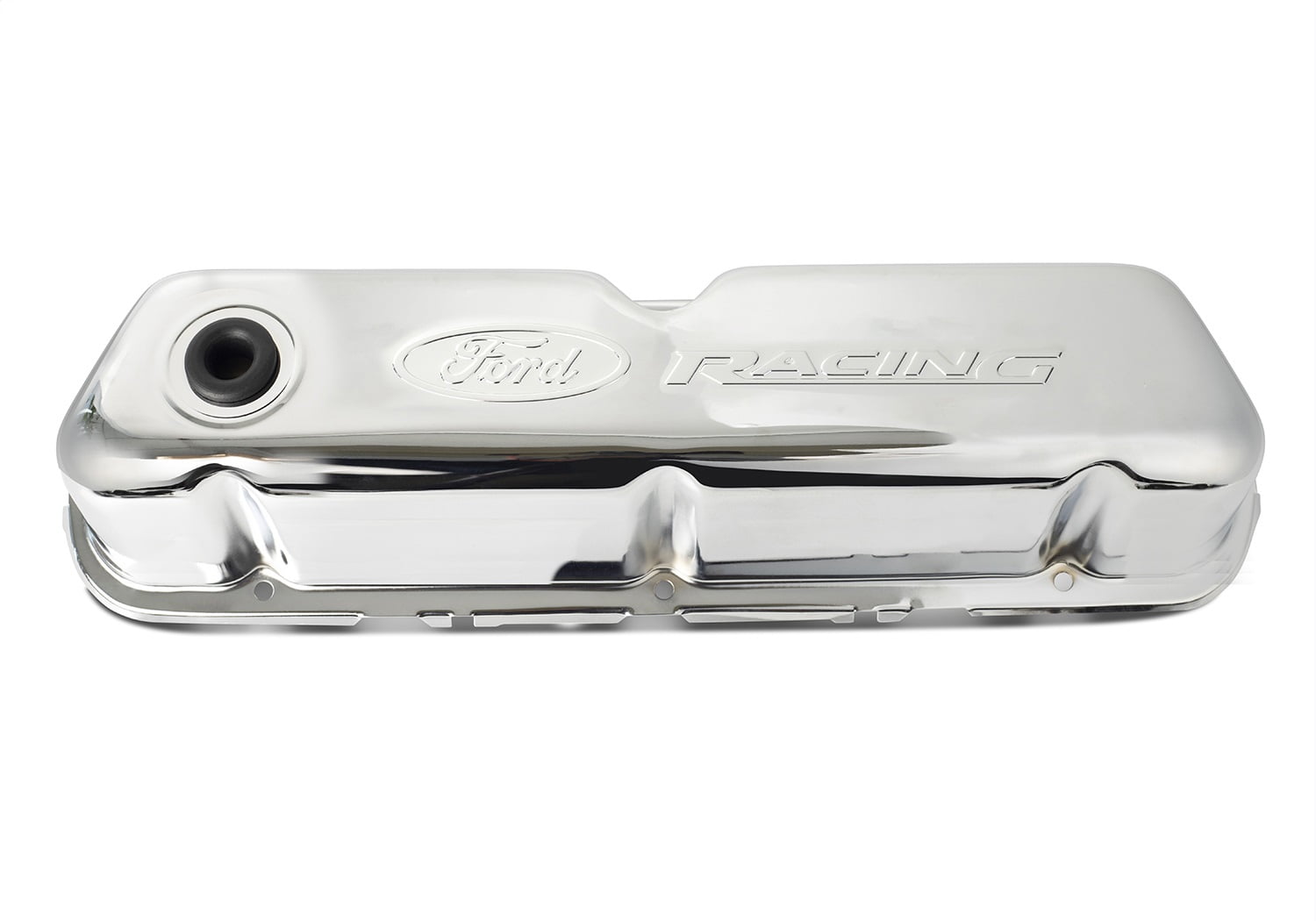 Chrome Steel Valve Cover Set w/Ford Racing Logo