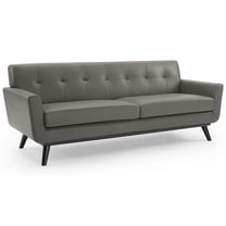 Modway Engage Top-Grain Leather Living Room Lounge Sofa in Gray