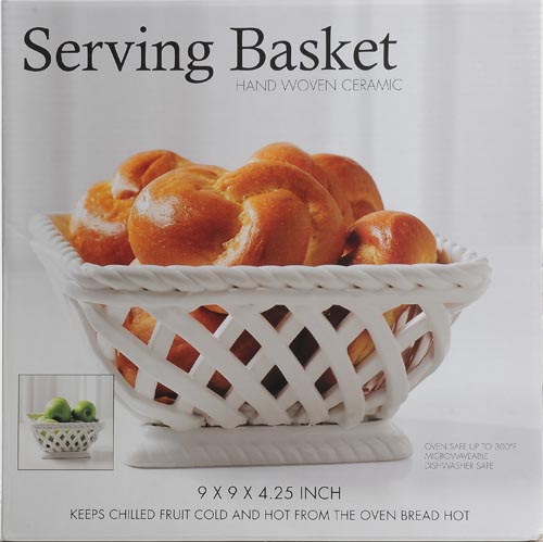 Gallery 9 " Square White Ceramic Bread Basket - image 5 of 5