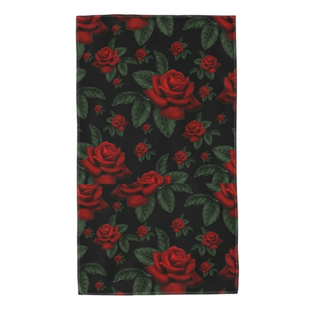 Balery Roses Toalla de Microfibra Premium con Estampado – 27.5x16 pulgadas, Alta Absorción, Suave y Aterciopelada, Secado Rápido