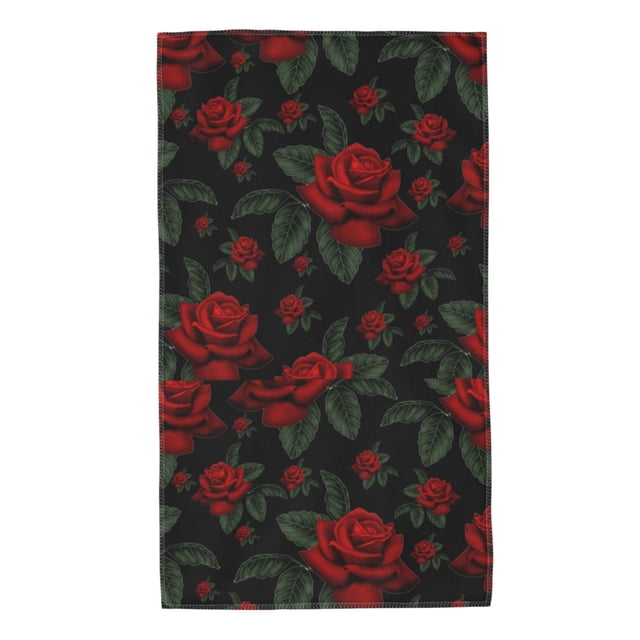 Balery Roses Toalla de Microfibra Premium con Estampado – 27.5x16 pulgadas, Alta Absorción, Suave y Aterciopelada, Secado Rápido