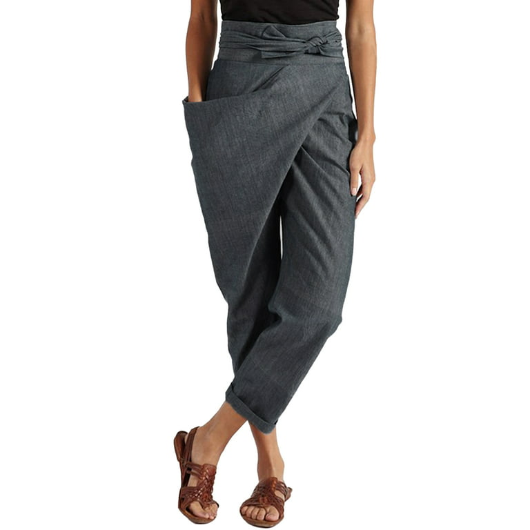 ZANZEA Women High Waist Side Zipper Big Pocket Asymmetrical Harem Pants