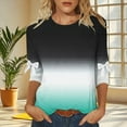 thumbnail image 4 of Ounisa Women's Gradient Tops Casual 3/4 Sleeve Bow Printed Raglan Clothes Crewneck Pullover Loose Shirts S-5XL, 4 of 6