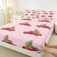 thumbnail image 3 of Homewish Farmhouse Xmas Truck Full Size Sheets for Girl, Cartoon Christmas Tree Bed Sheets, Kawaii Pink Christmas Sheet Sets, Microfiber Bedroom Decor, 4-Piece, 3 of 7