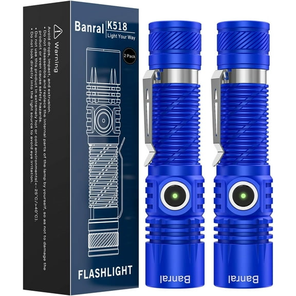 2 Pack Powerful Flashlight, USB Rechargeable Waterproof LED Searchlight,4 Modes Pocket Lights for Hiking Hunting Camping Emergency